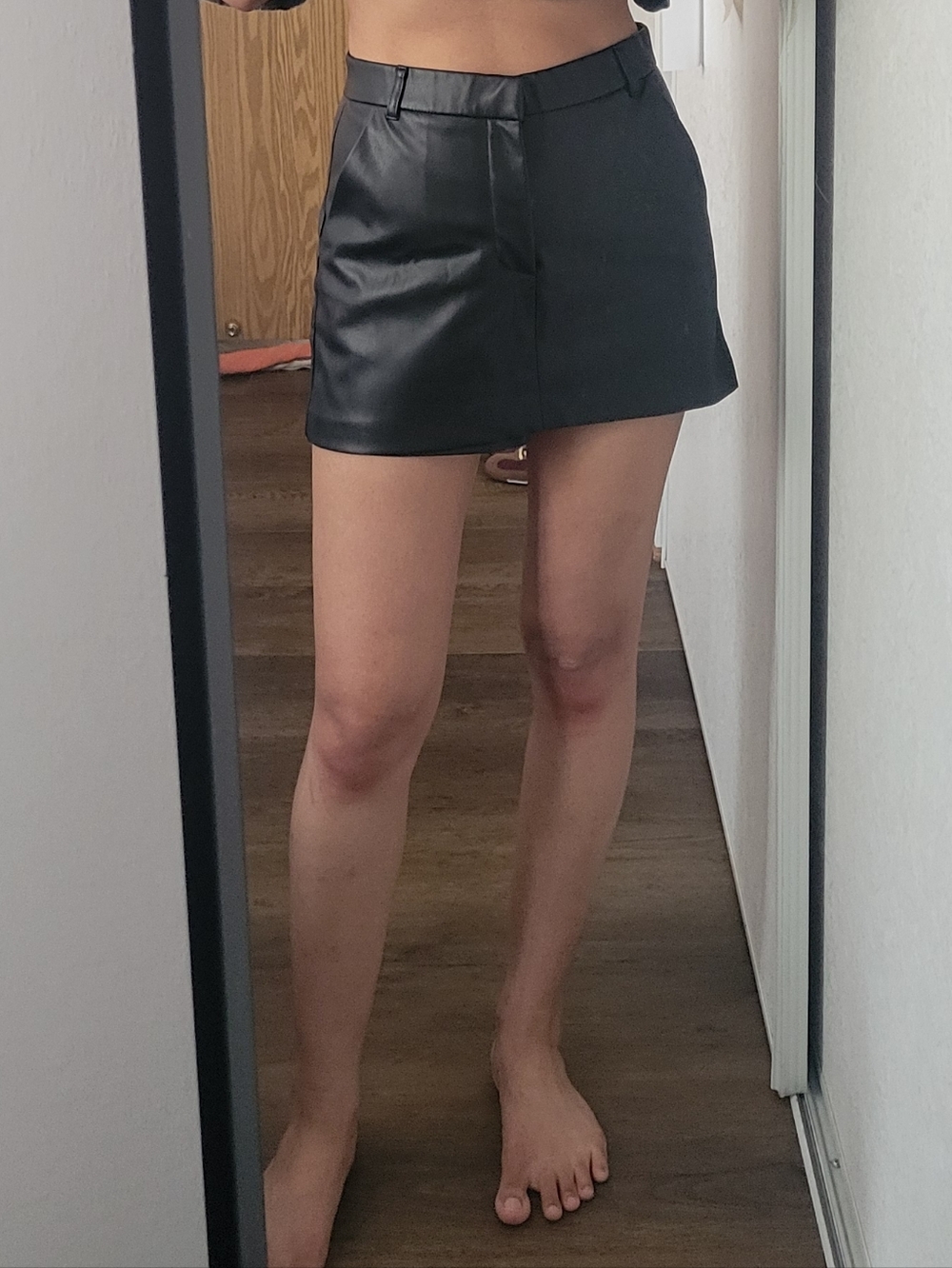 Zara Faux Leather Black Skort